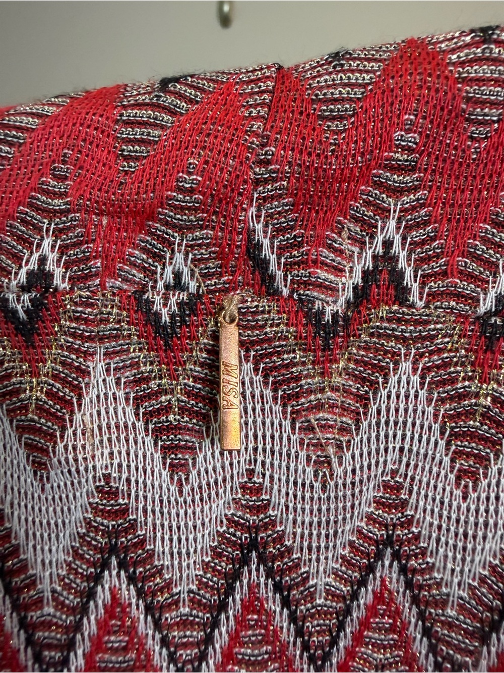 MISA Los Angeles Nadja Winter Chevron Metallic Knit Turtleneck Top Sz XS NWT - Picture 7 of 9